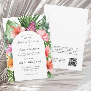Convites Tropical Floral Watercolor Tudo em Um Casamento