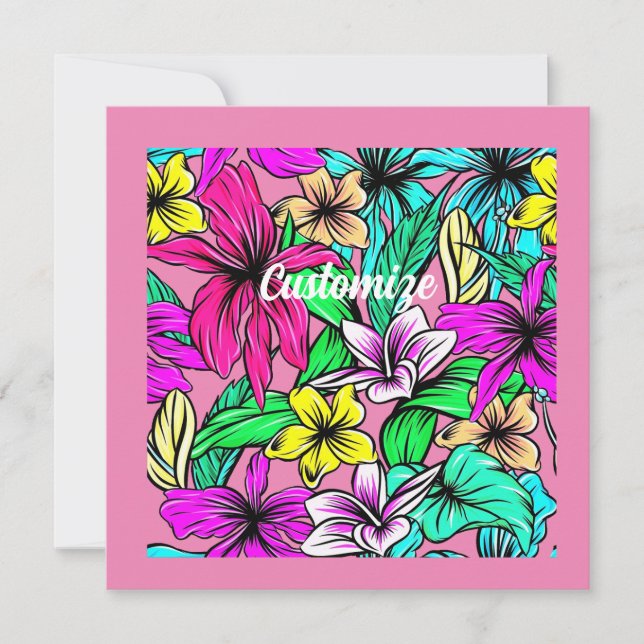 Convites Tropical Flower Mix Thunder_Cove (Frente)
