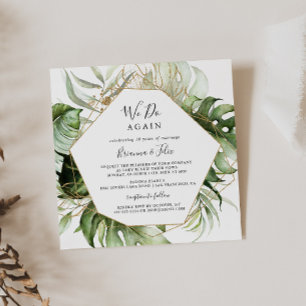 Convites Tropical Geométrica Dourada Votamos Novamente Ren