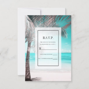 Convites Tropical Glam Rosa Aqua Blue Beach Palm Resposta R