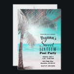 Convites Tropical Glam Rosa Aqua Blue Beach Palm Sweet 16<br><div class="desc">Personalizar para qualquer evento.</div>