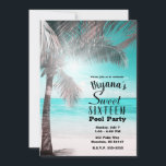 Convites Tropical Glam Rosa Azul Aqua Praia Palmeira Doce 1<br><div class="desc">Personalize para qualquer evento.</div>