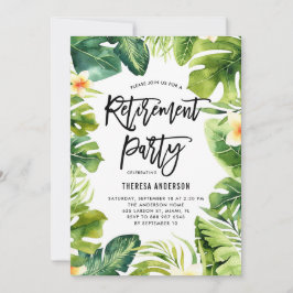 Convites Tropical Greenery and Plumeria Retirement Party