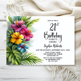 Convites Tropical Hibiscus 21st Birthday Party