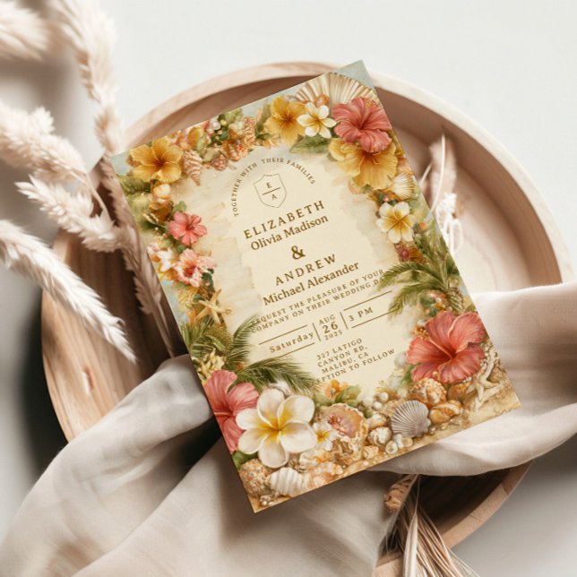 Convites Tropical Hibiscus Beach Botanical Wedding (Criador carregado)