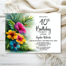 Tropical Hibiscus Flowers 40th Birthday Party