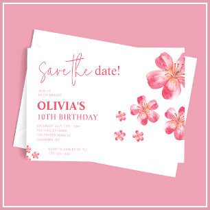 Convites Tropical Hibiscus Salve a Data Aniversário
