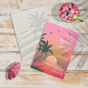 Convites Tropical Isle Sunrise Wedding Pink ID581