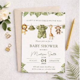 Convites Tropical Jungle Safari Animals Boy Baby Shower