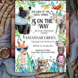 Convites Tropical Jungle Safari Animals Boy Baby Shower