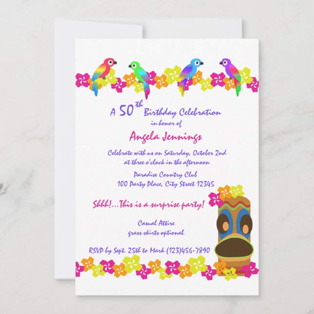 Convites Tropical Luau (Frente)