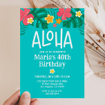 Convites Tropical Luau Aloha aniversário de 40 anos<br><div class="desc">aniversário de 40 anos convites com um tema tropical divertido e colorido. Personalize o convite com os detalhes do seu partido para torná-lo seu!</div>