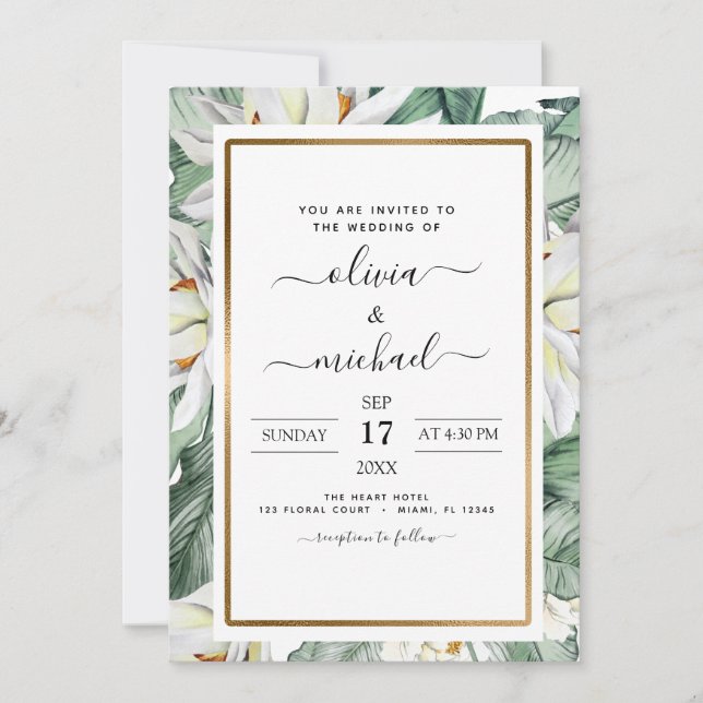 Convites Tropical Magnolia Floral Invitation Flyer (Frente)