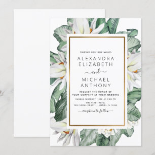 Convites Tropical Magnolia Greenery Floral Palm