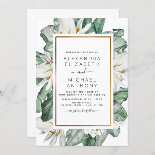 Convites Tropical Magnolia Greenery Floral Palm Wedding Inv