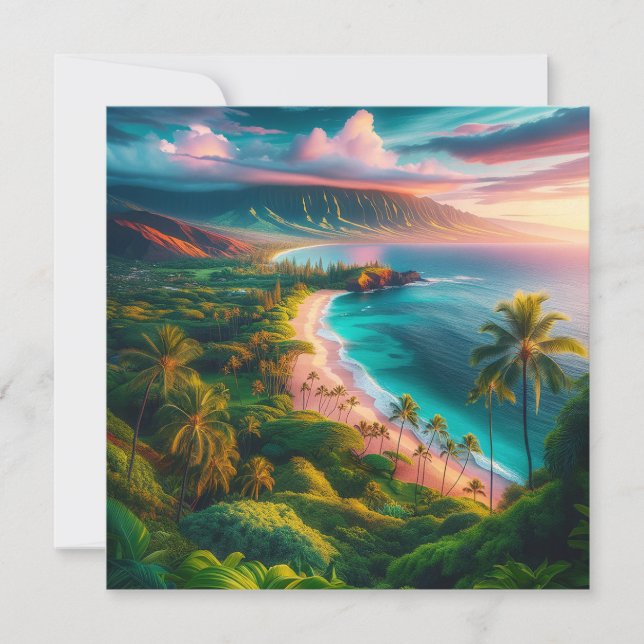 Convites Tropical Maui Island Paradise (Frente)