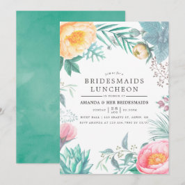 Convites Tropical Mint Floral Summer Bridesmaids Luncheon