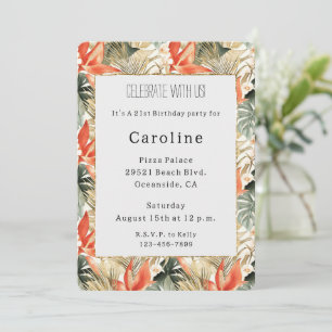 Convites Tropical Orange Anthurium Floral Birday