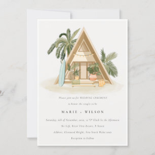 Convites Tropical Palm Beach Shack Weding QR Code RSVP