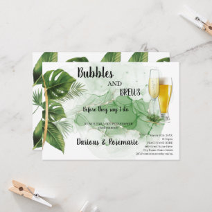 Convites Tropical Palm Bubble & Brews Casal Invit Chá