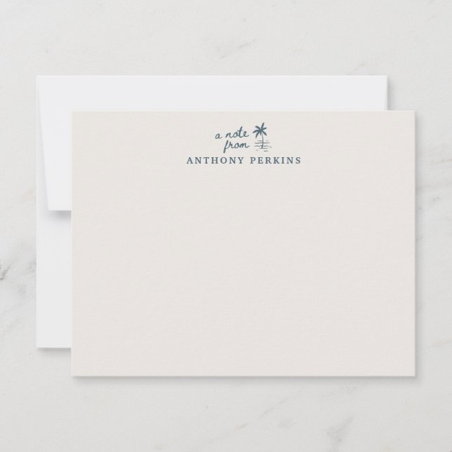 Convites Tropical Palm Coastal Beach Personalized Note Card (Frente)