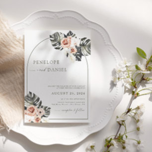 Convites Tropical Palm Leaf Boho Wedding Floral