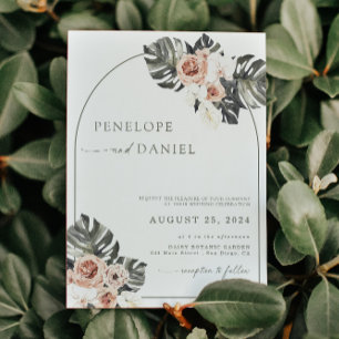 Convites Tropical Palm Leaf Boho Wedding Floral