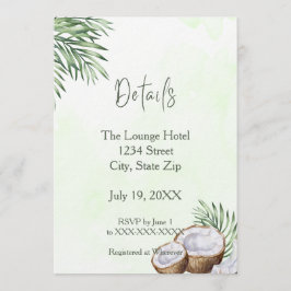 Convites Tropical Palm Leaf & Coconut Details Card