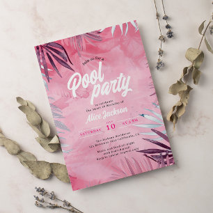 Convites Tropical Palm Watercolor Party Sweet 16