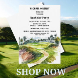 Convites Tropical Palms Golf Bachelor Party