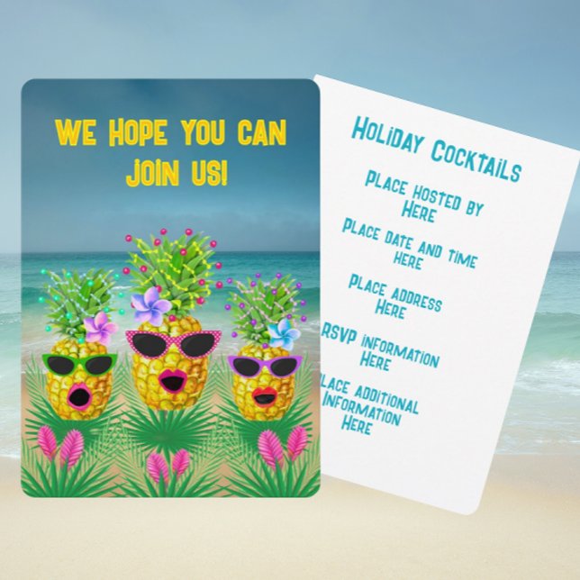 Convites Tropical Personalized Singing Lady Pineapples  (Customize with your personal information!)