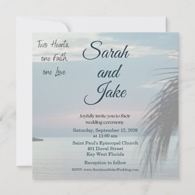 Convites Tropical Photo Christian Wedding Invitation (Frente)