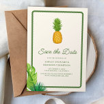 Convites Tropical Pineapple Coastal Wedding Save the Date<br><div class="desc">Set the tone for your celebration with this Tropical Pineapple Coastal Wedding Save the Date Invitation. Featuring a classic pineapple motif that symbolizes warmth and hospitality, this design brings a relaxed island feel to your wedding announcement. Perfect for beach weddings, coastal celebrations, and destination events, this save the date offers...</div>