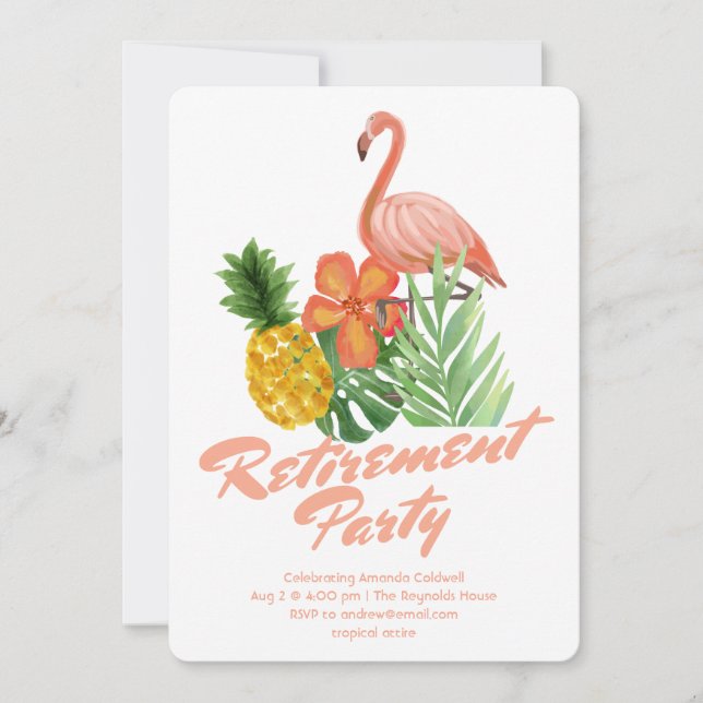 Convites Tropical Retirement Party (Frente)