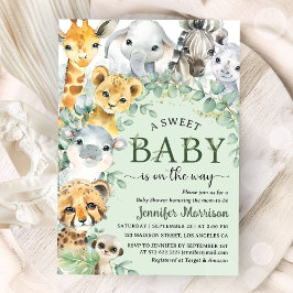 Convites Tropical Safari Jungle Animals Baby Shower 