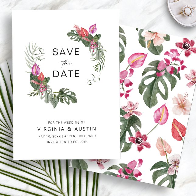 Convites Tropical Salve A Data (Tropical Floral Watercolor Save The Date Invitation by Painted Paperie
)
