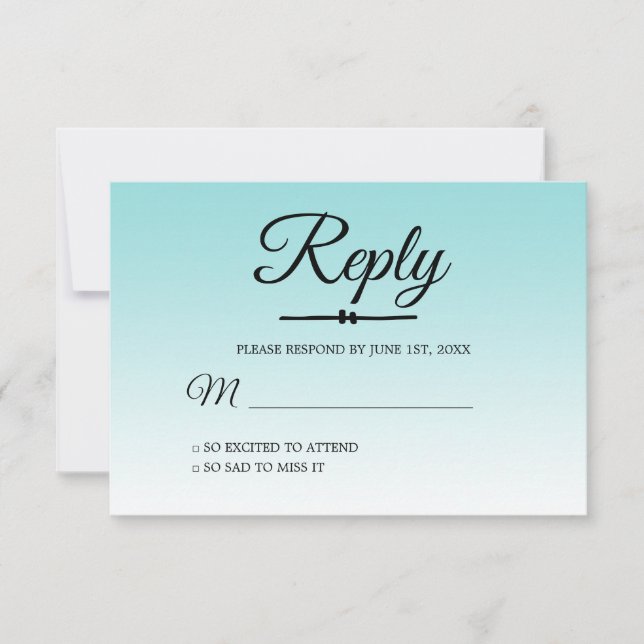 Convites Tropical Sea Shell Blue Ombre Sweet 16 RSVP (Frente)