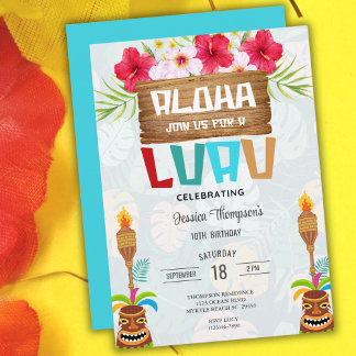 Convites Tropical Summer Beach Luau Girls 10º aniversário