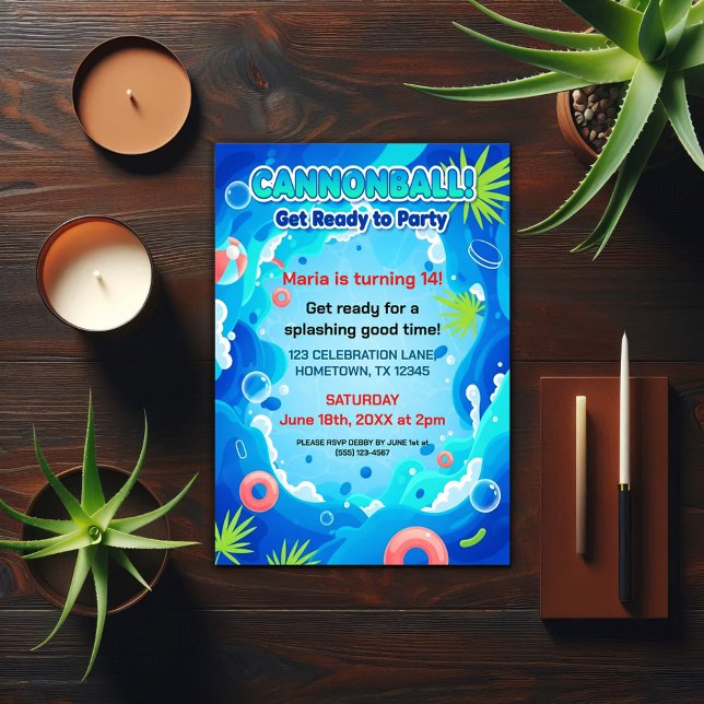 Convites Tropical Summer Birthday Pool Party (Criador carregado)