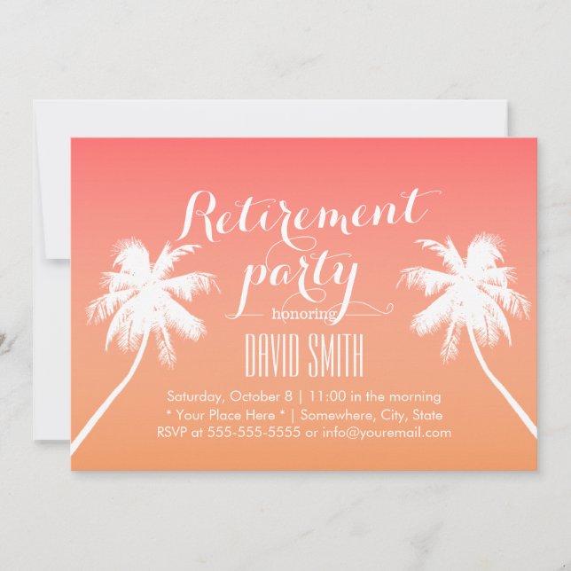 Convites Tropical Sunset Beach Palm Tree Party (Frente)
