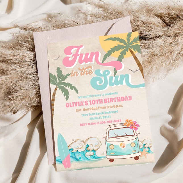 Convites Tropical Surf Birthday Invitation (Criador carregado)
