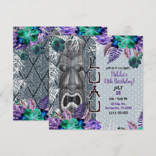 Convites Tropical Vintage Retro Floral Tiki Havaiano Luau