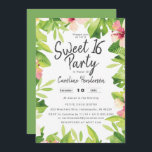 Convites Tropical Watercolor Floral Sweet Party Sessenta<br><div class="desc">Um doce branco,  16 convites de festas com aquarela,  uma variedade de folhas de palma,  bananeiras e outros elementos tropicais. Este convite personalizável é perfeito para eventos de verão ou primavera.</div>