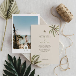 Convites Tropical Watercolor Palm Trees Boho Foto De Casame