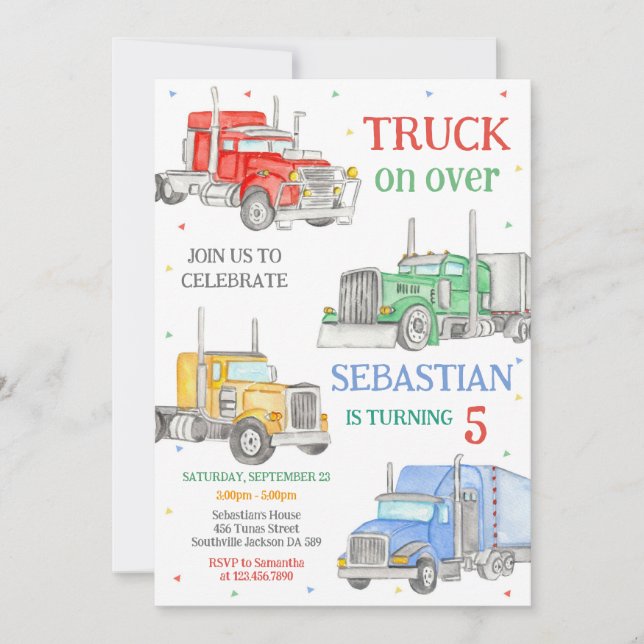 Convites Truck Boy Birthday Invitation (Frente)