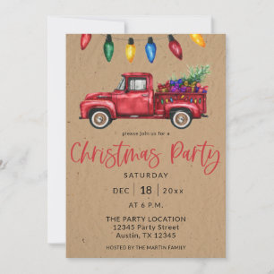 Convites Truck & Lights Faux Kraft Party B