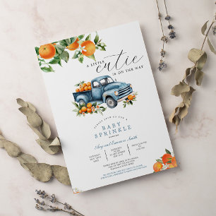 Convites Truck Orange Gingham Citrus Chá de fraldas