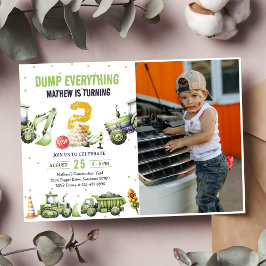 Convites Trucks & Diggers - Foto do segundo aniversário de 