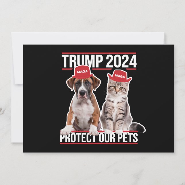 Convites Trump 2024 Proteja Nossos Cães de Gato Pets MAGA (Frente)