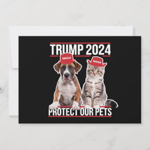 Convites Trump 2024 Proteja Nossos Cães de Gato Pets MAGA